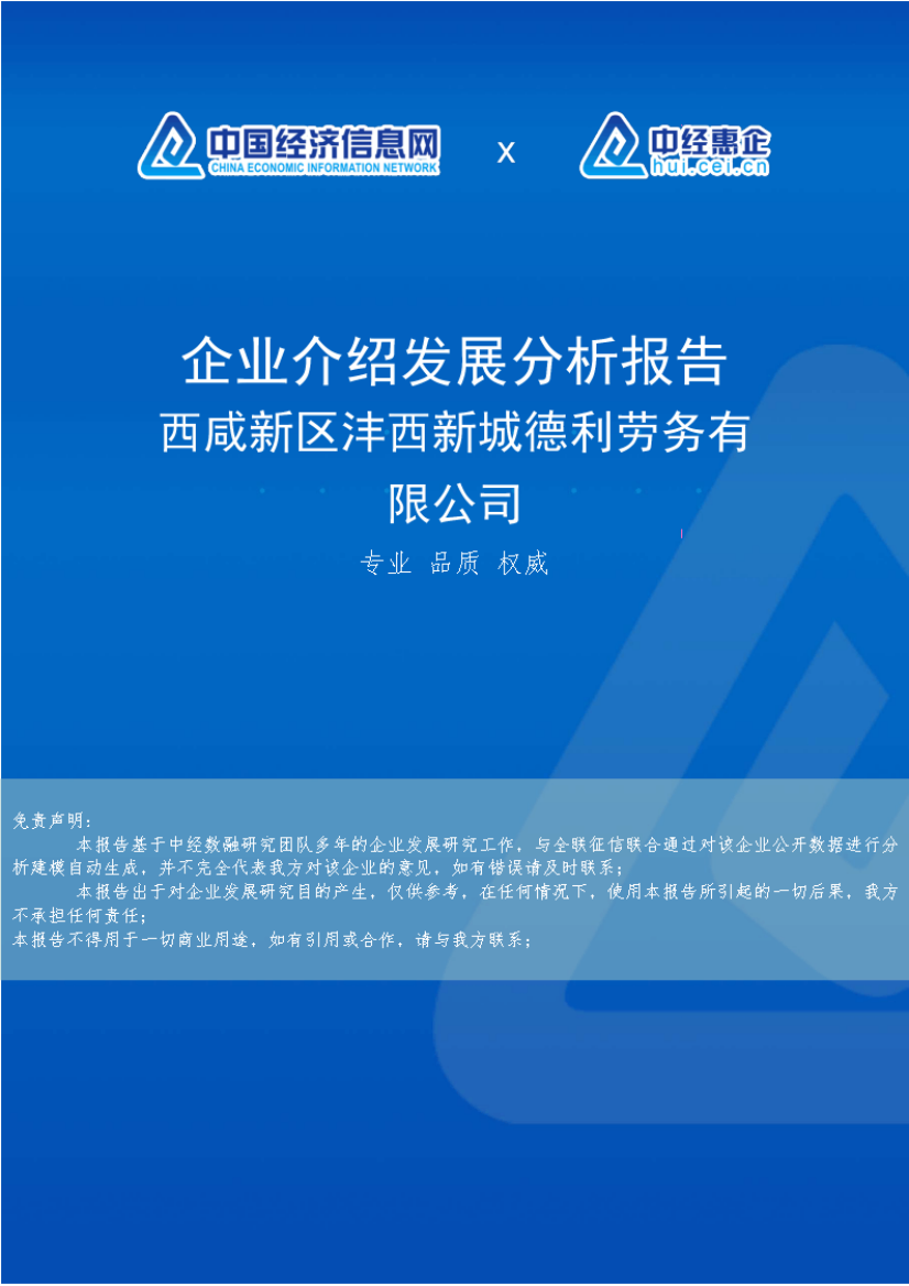 西咸新区沣西新城德利劳务有限公司介绍企业发展分析报告