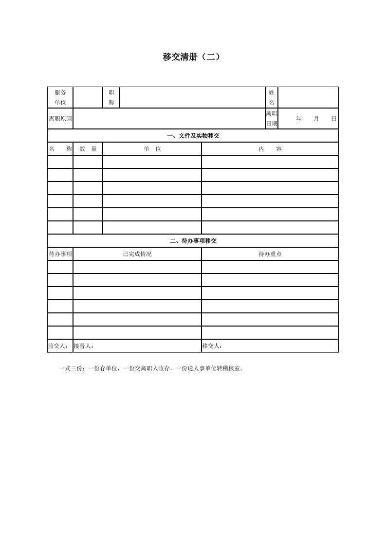 精品文档-移交清册二