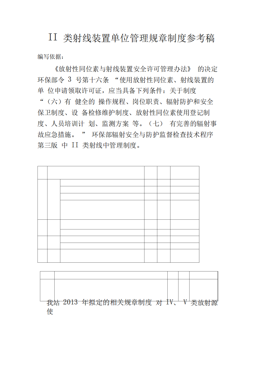 II类X射线探伤项目辐射安全与防护管理制度汇编