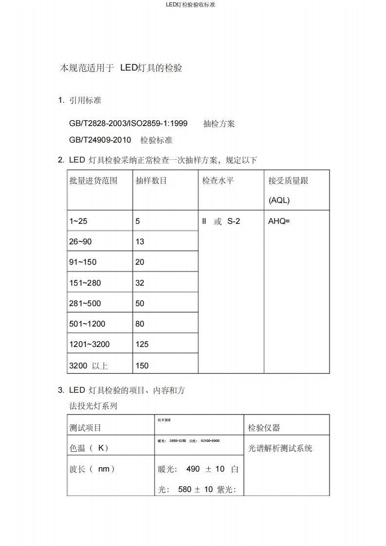 LED灯检验验收标准-4页