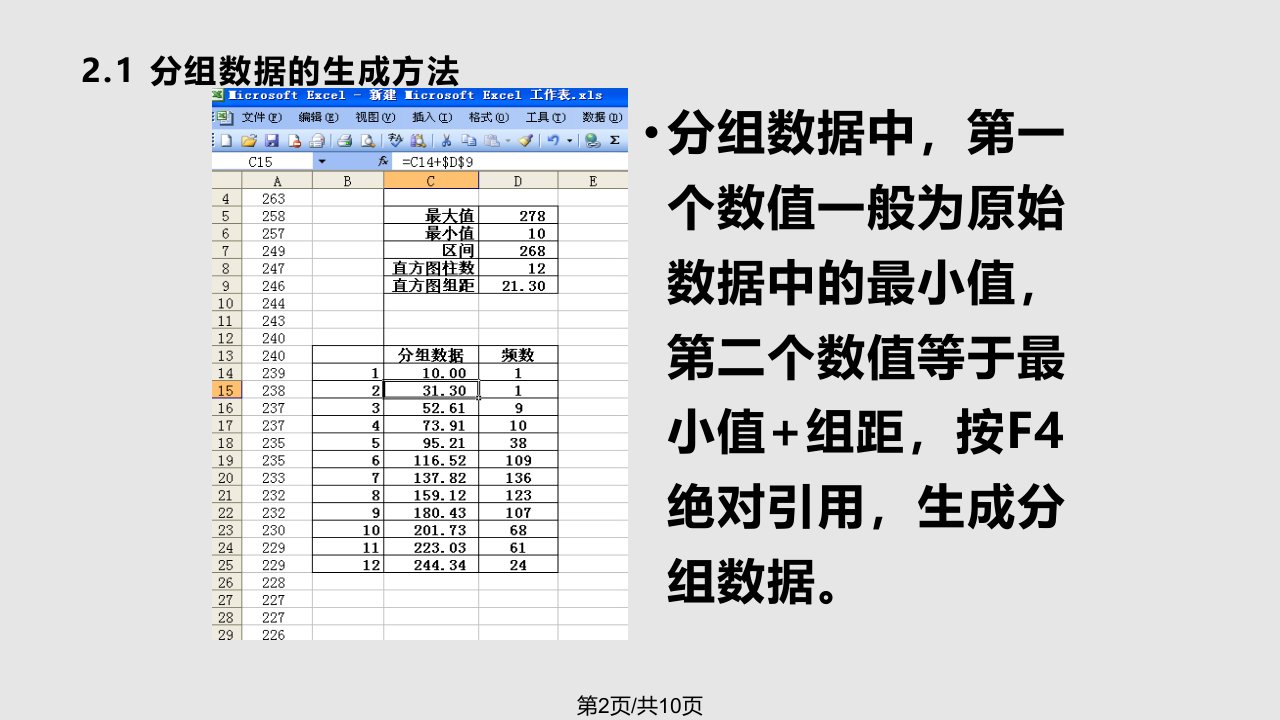 直方图制作方法及过程