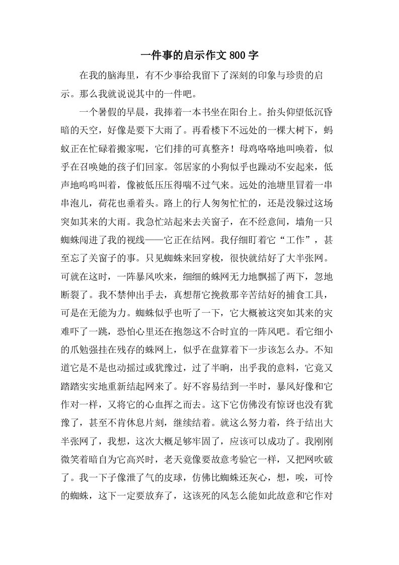 一件事的启示作文800字