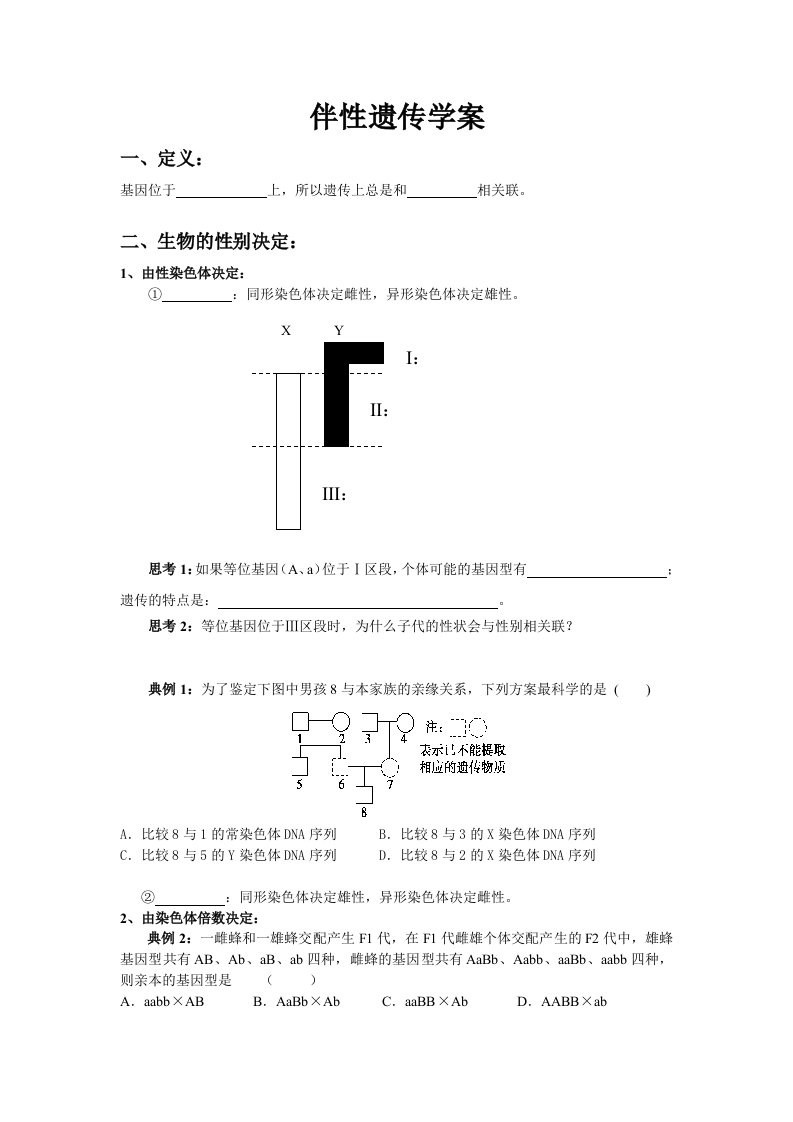 伴性遗传学案