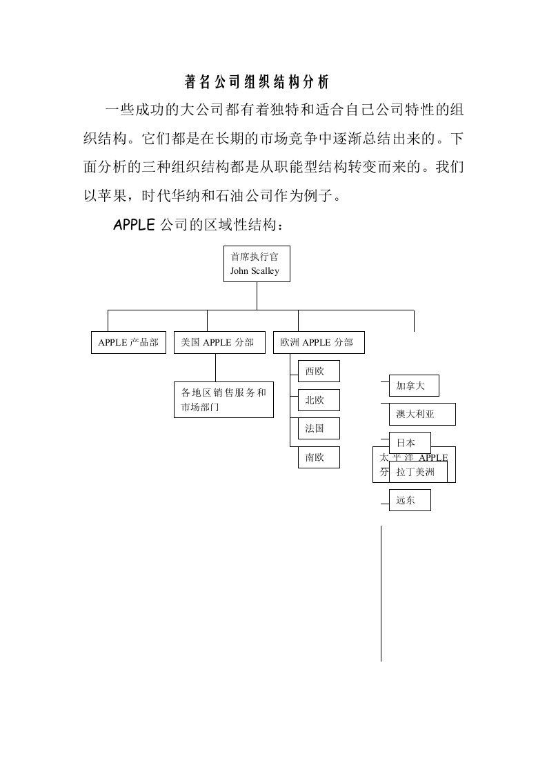 著名公司组织结构分析