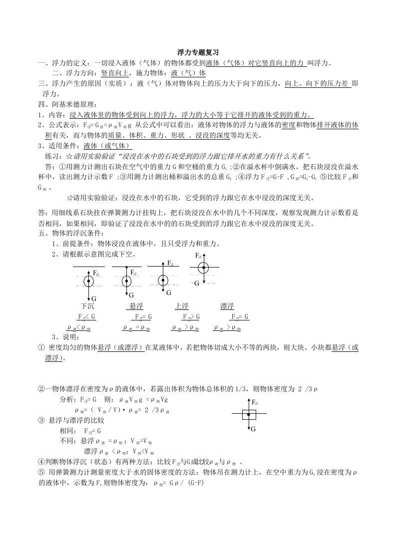 压强和浮力教案讲义