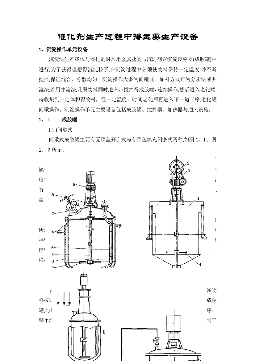 催化剂生产过程中的主要生产设备