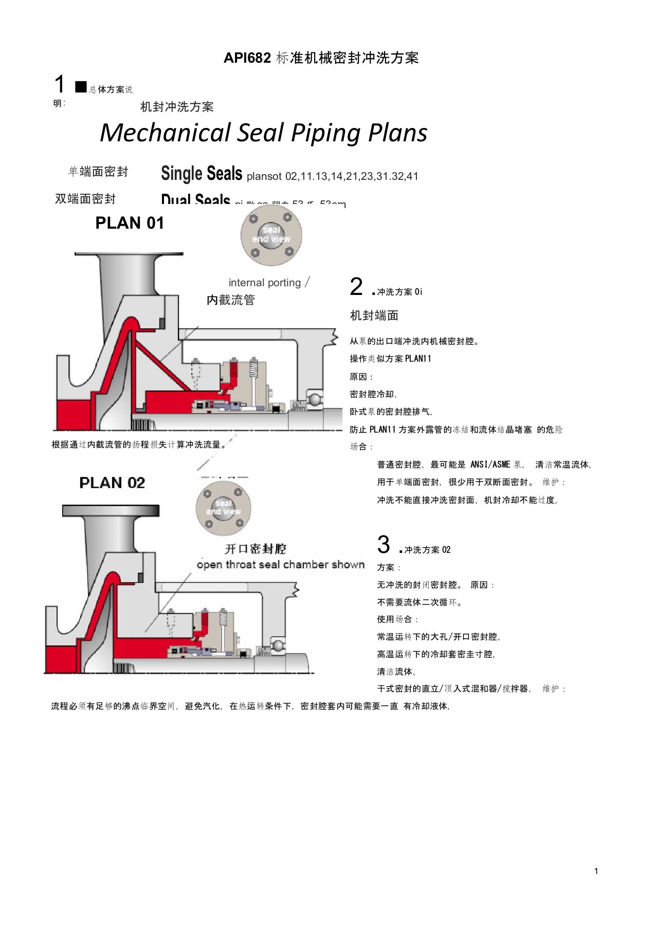 机械密封冲洗方案-API682汇总