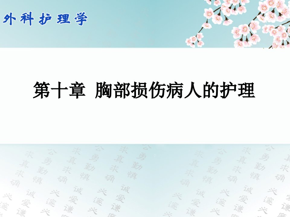 胸部损伤病人的护理PPT课件