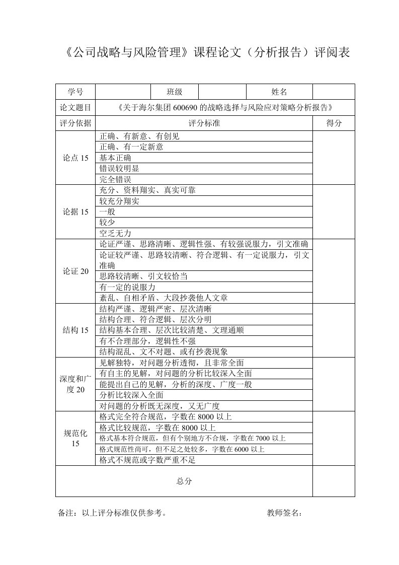 关于海尔集团的战略选择与风险应对策略分析报告