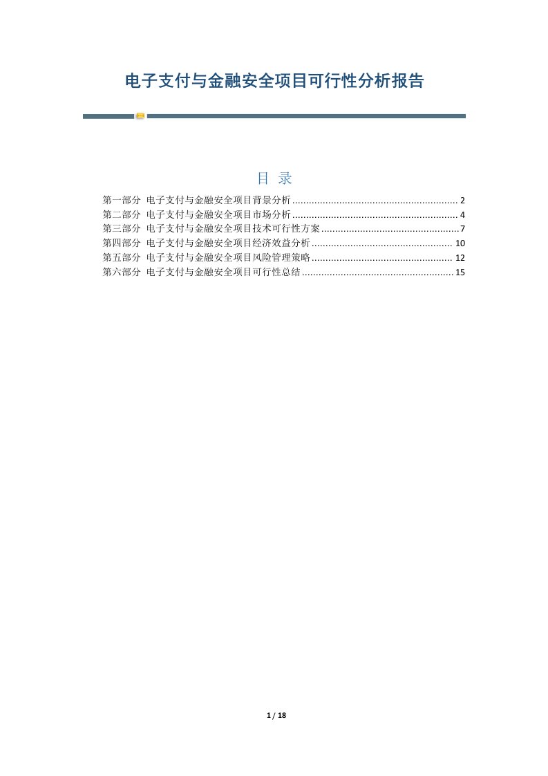 电子支付与金融安全项目可行性分析报告