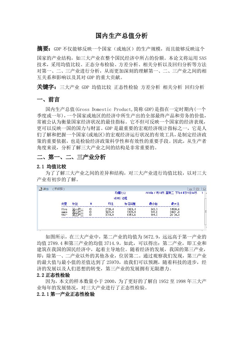 精选sas国内生产总值分析