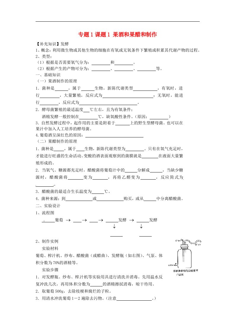 2017人教版高中生物选修1专题1