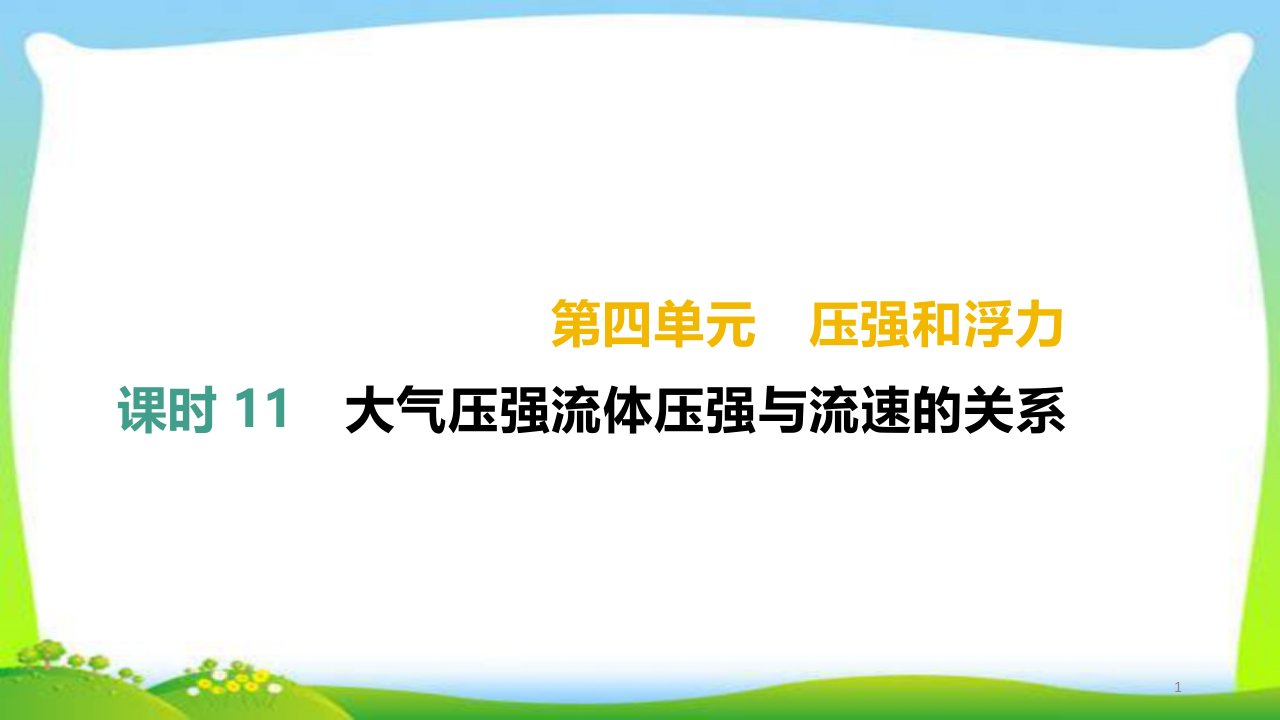 中考物理精华高分复习11大气压强流体压强与流速的关系优质课件