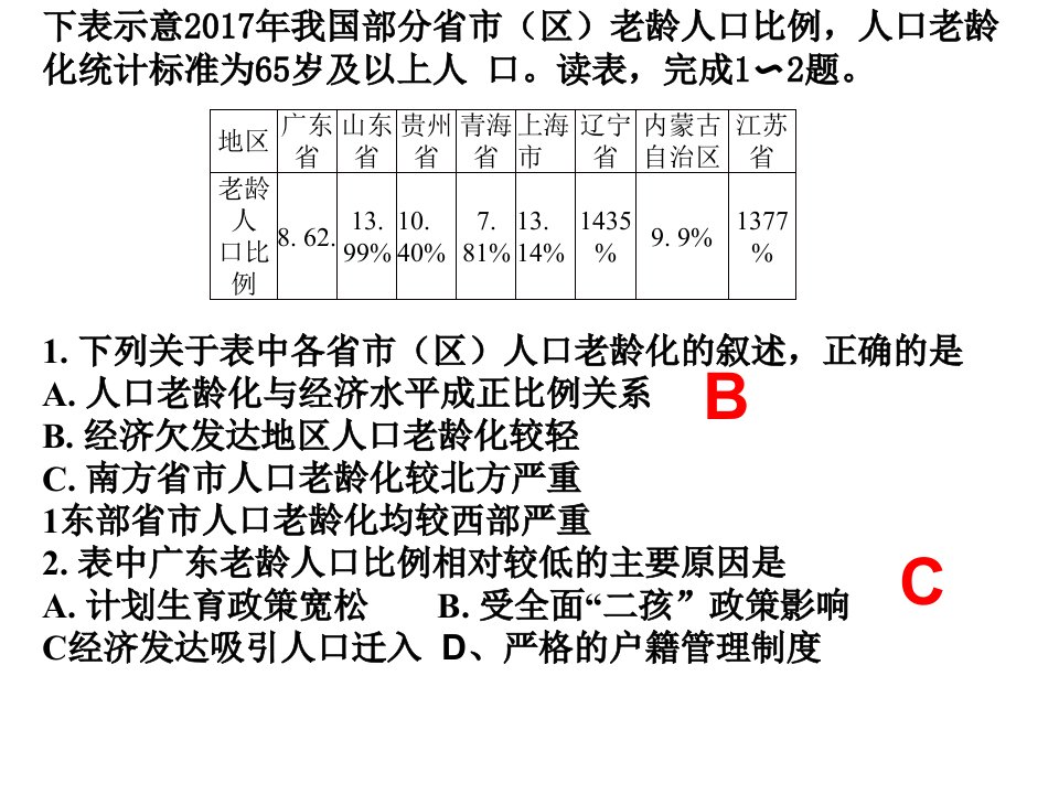 金太阳高一地理期中卷讲