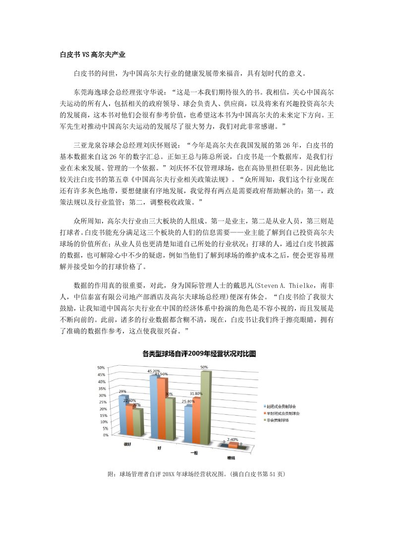 行业报告-业界解读朝向白皮书中国高尔夫行业报告