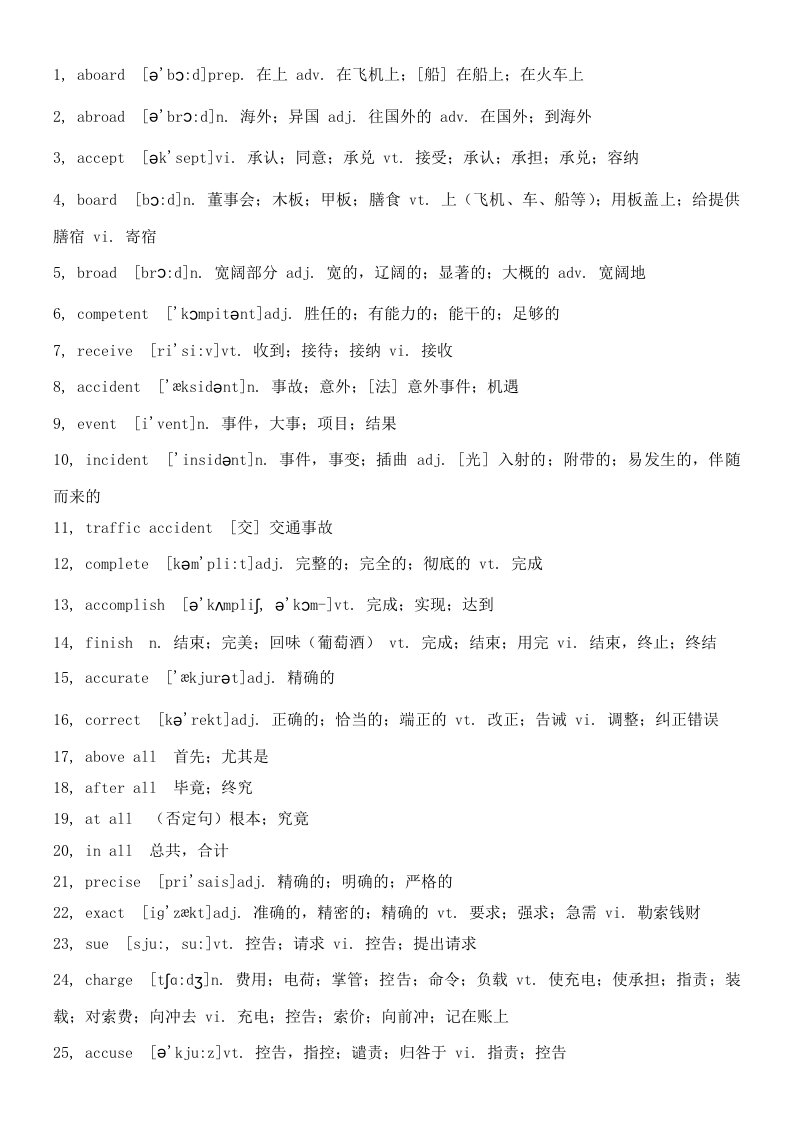 学位英语词汇高频出现的单词