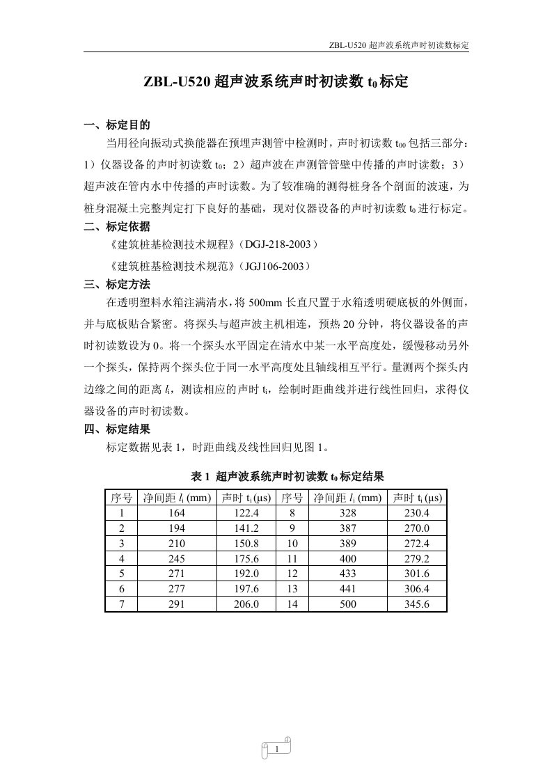 桩基检测超声波零声时标定