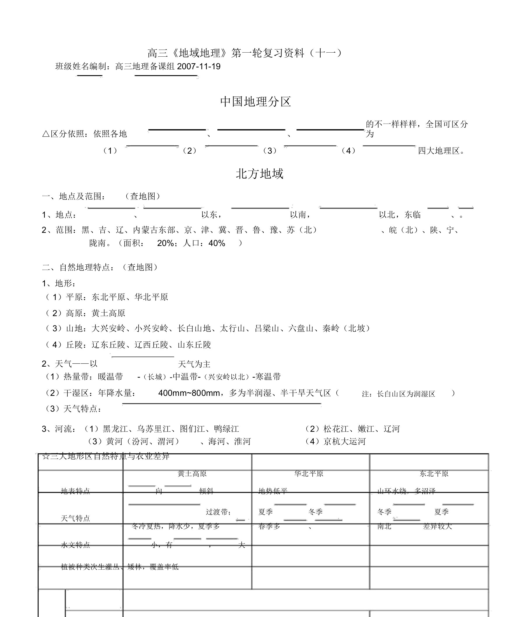 高三《区域地理》复习资料(doc6页)(常用优质版)