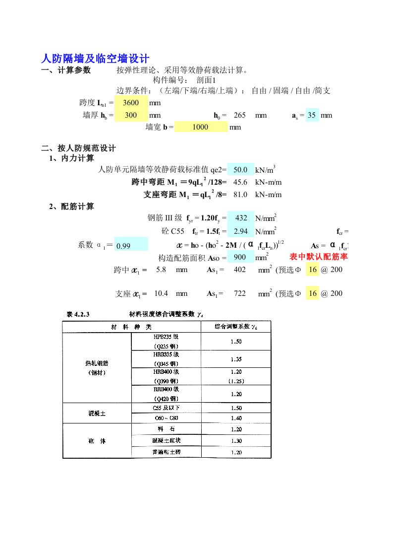 人防各构件计算整理