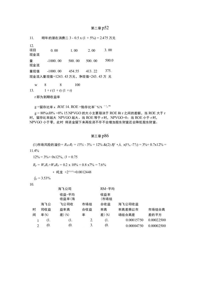 朱叶公司金融课后习题答案