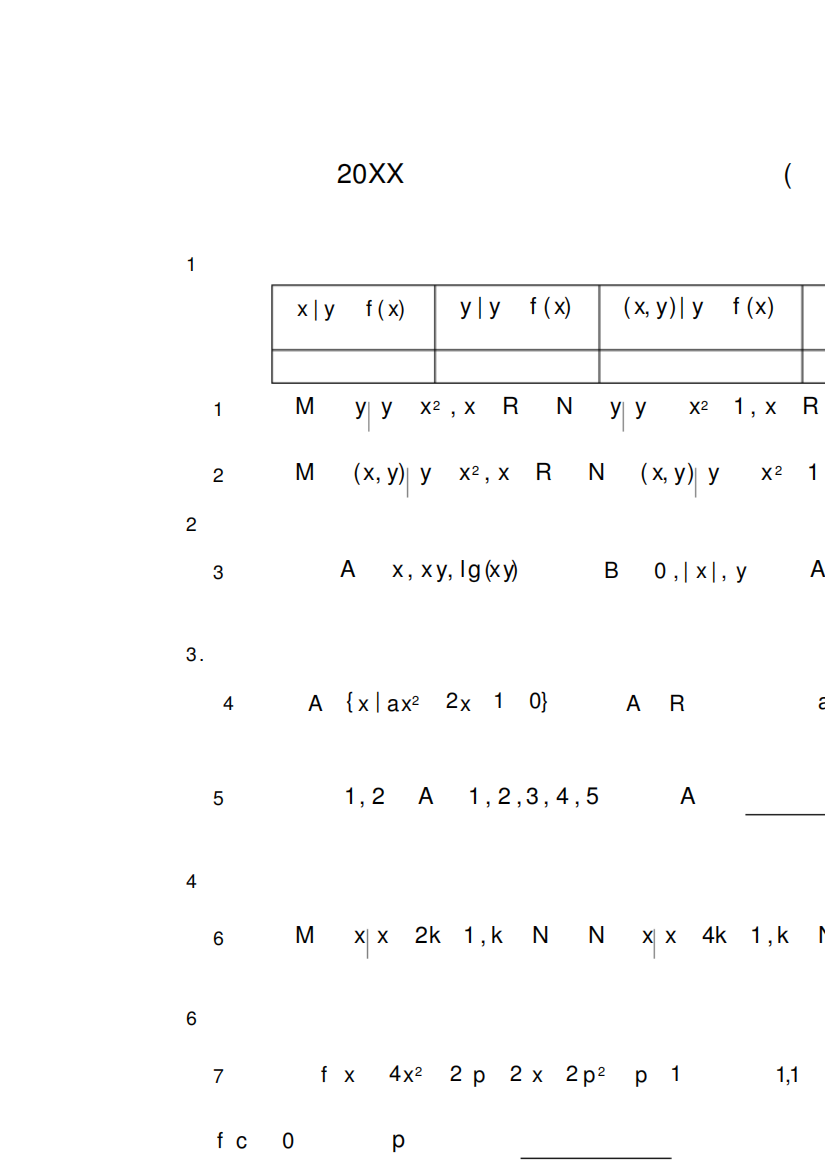 西南模高三数学知识点总结一集合