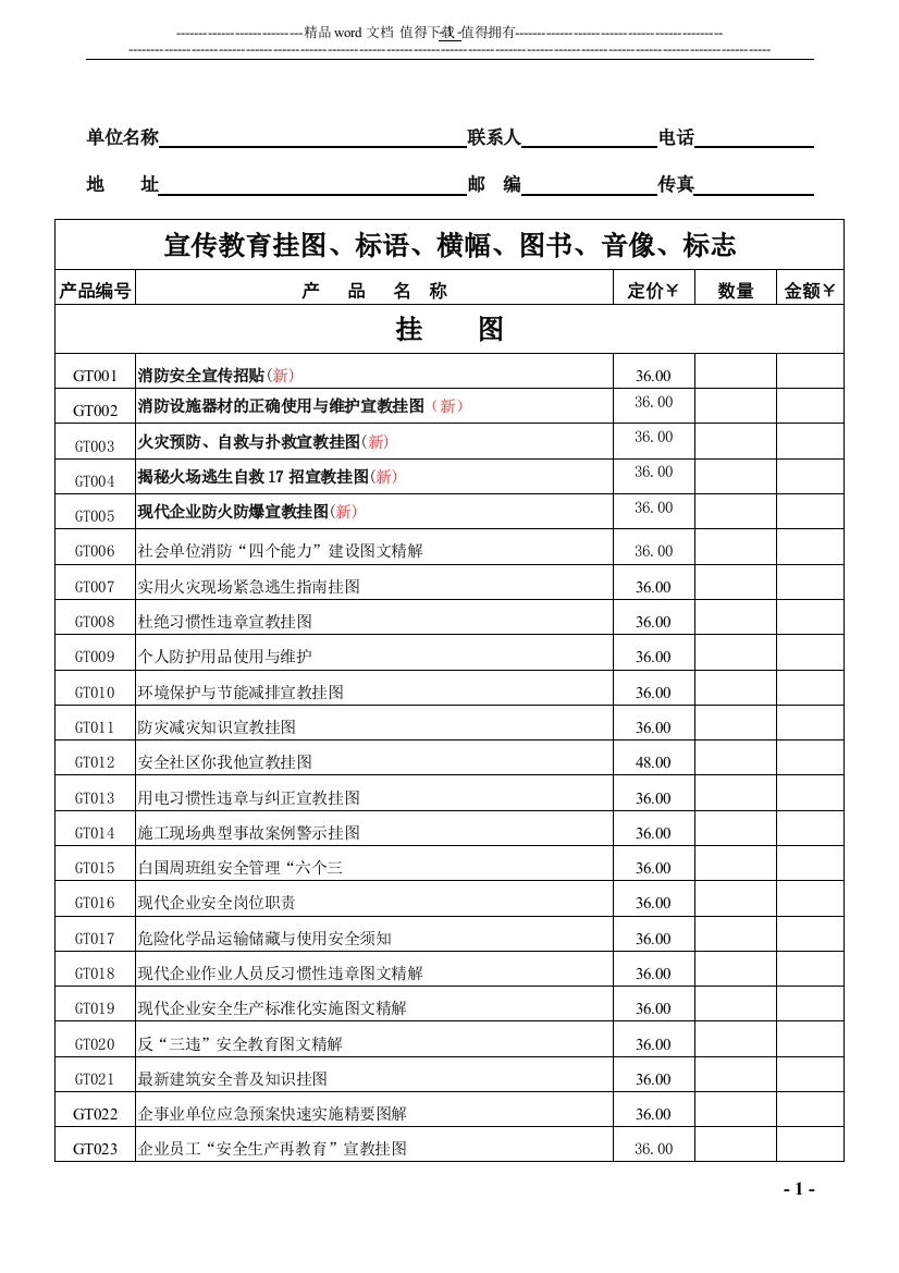 2011年“119”消防日活动宣传资料目录