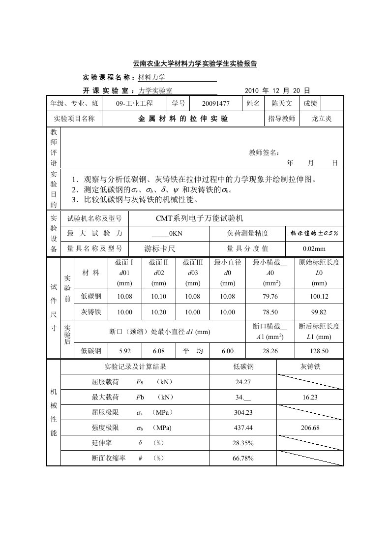 材料力学实验-拉伸