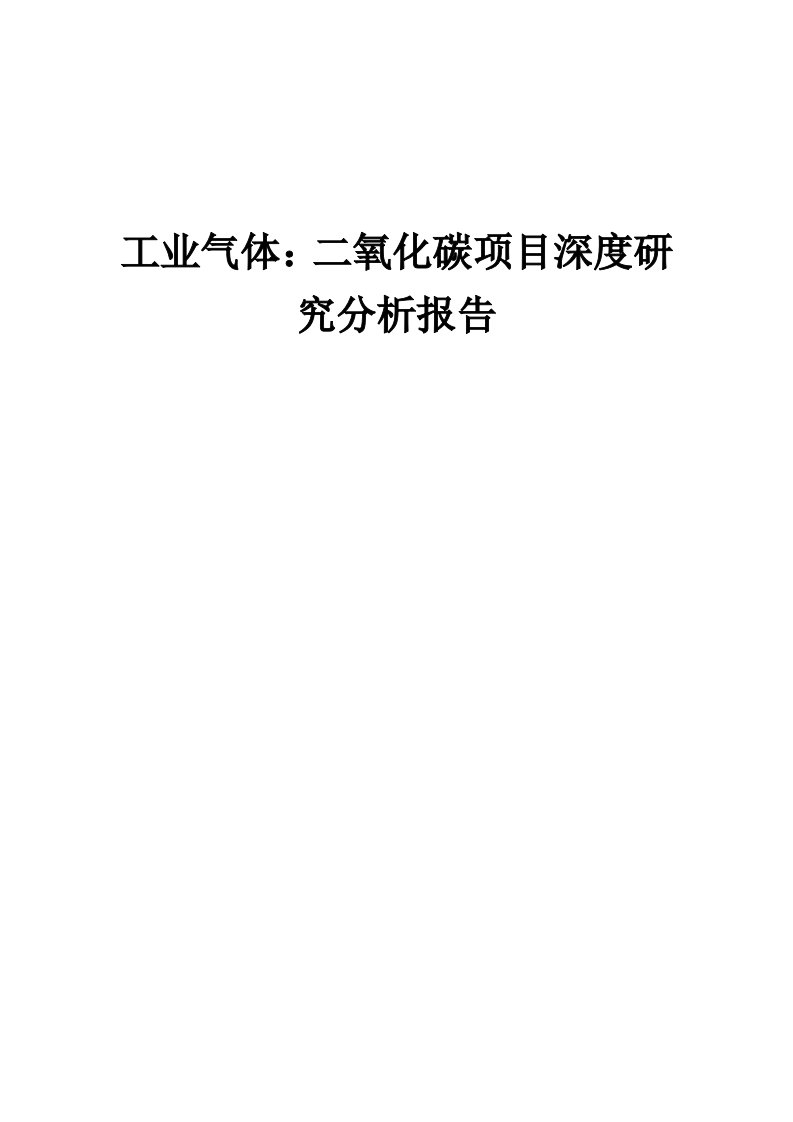 2024年工业气体：二氧化碳项目深度研究分析报告