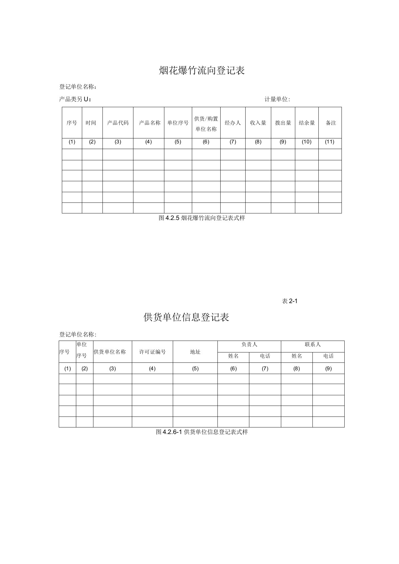 烟花爆竹流向登记表