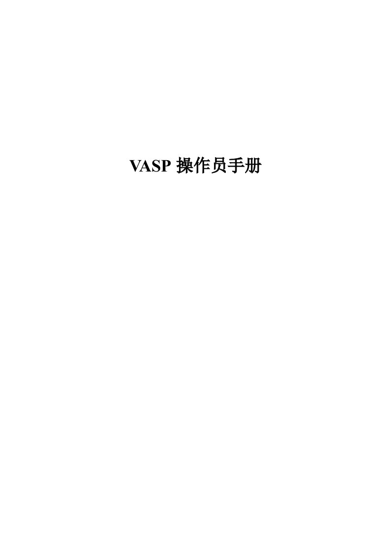 VASP操作员手册