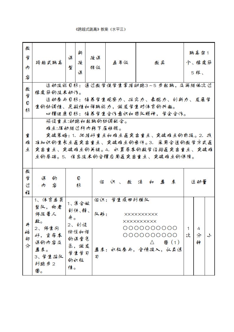 六年级体育跨越式跳高教案25