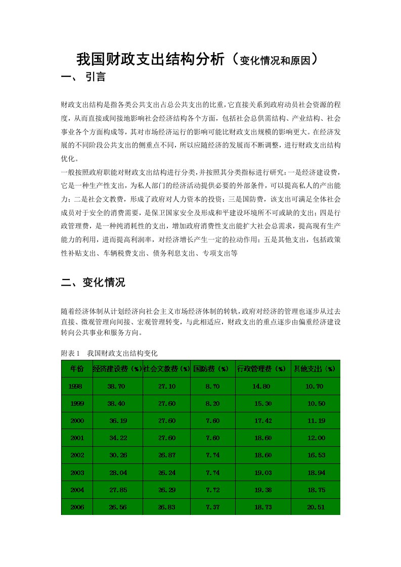 我国财政支出结构分析【精选资料】