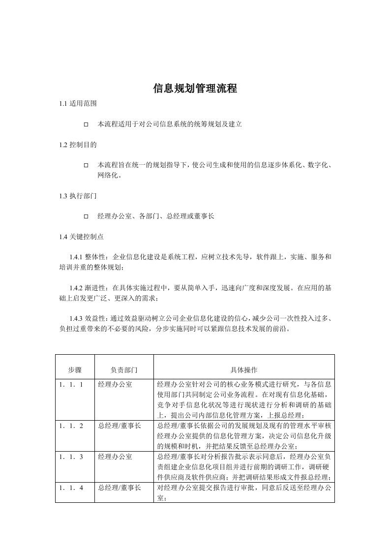 流程管理-信息规划管理标准流程