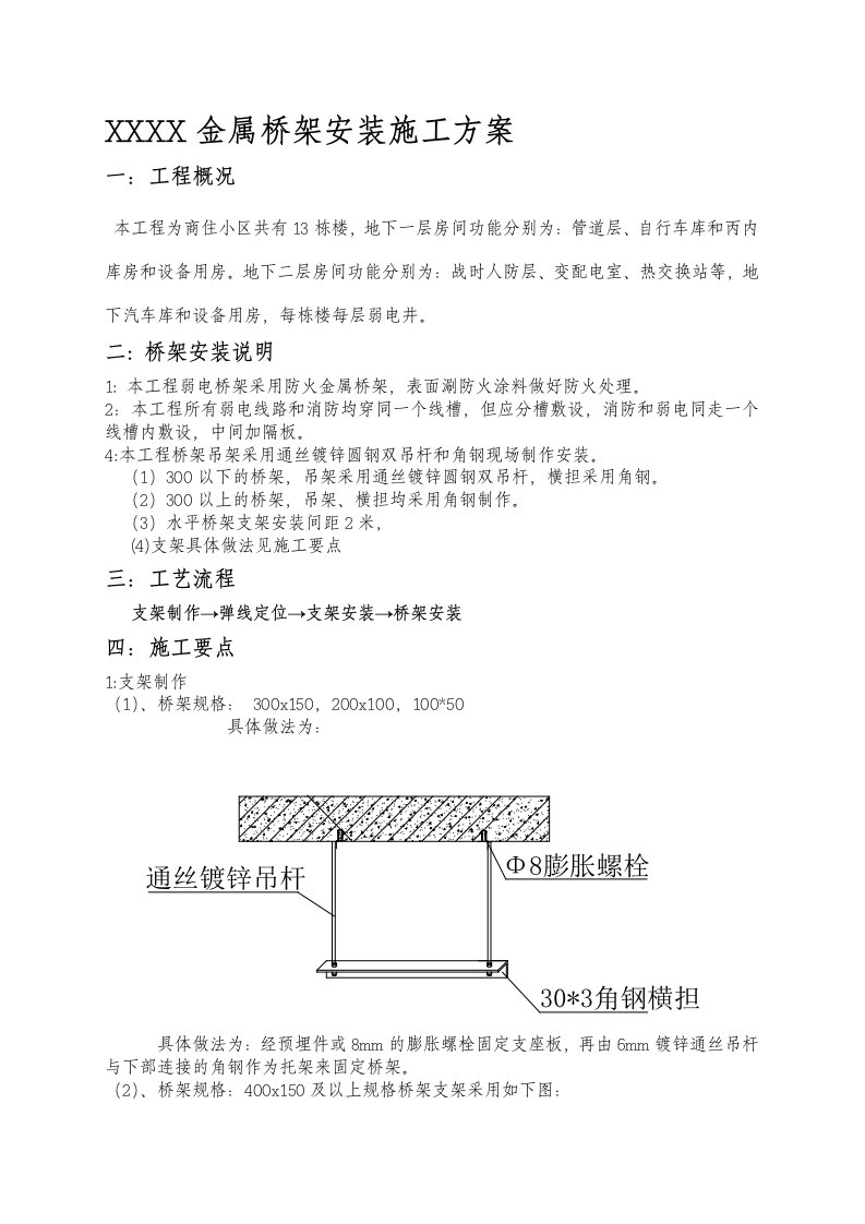 金属桥架安装施工方案