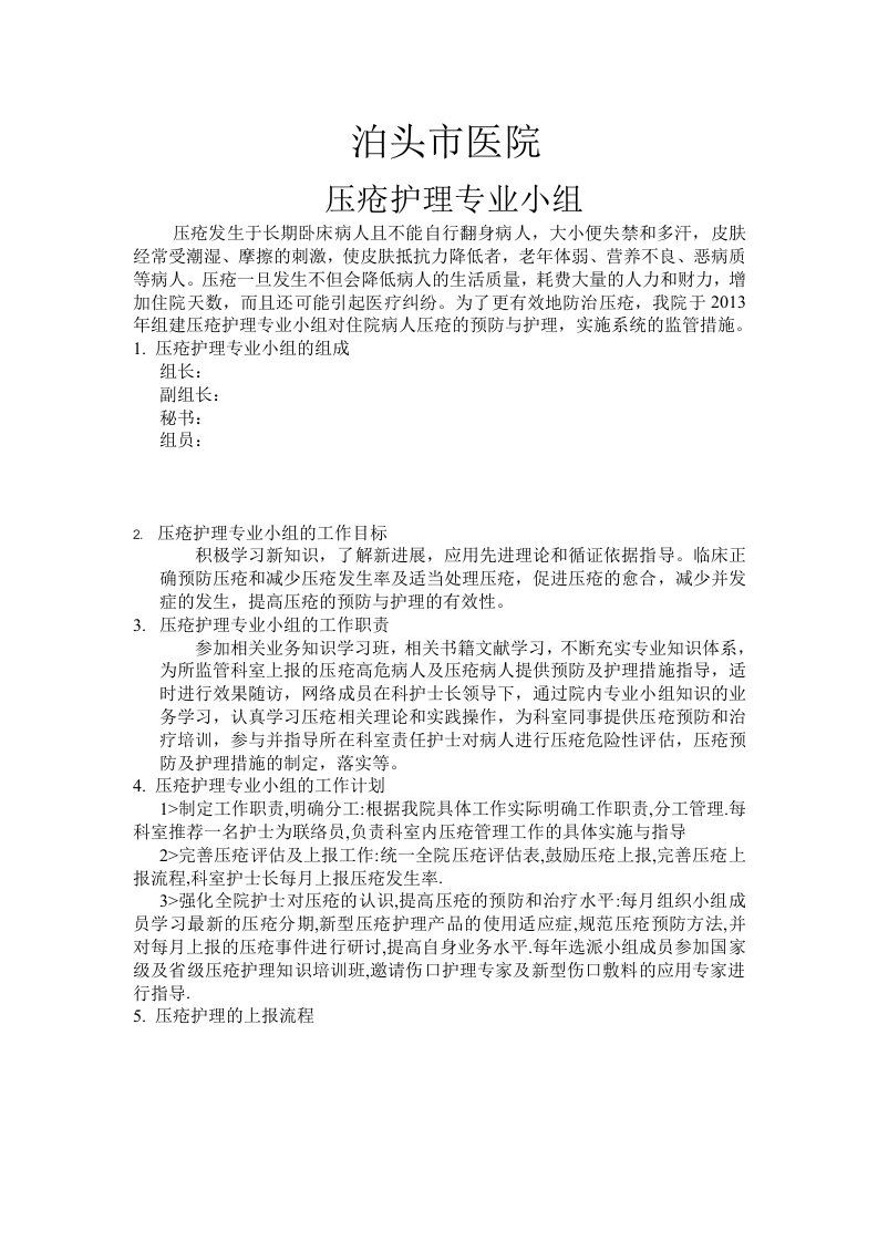 压疮护理专业小组