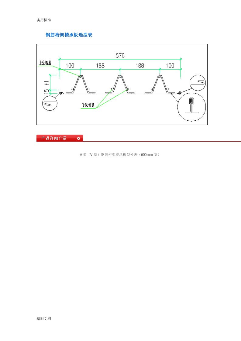 钢筋桁架楼承板选型表