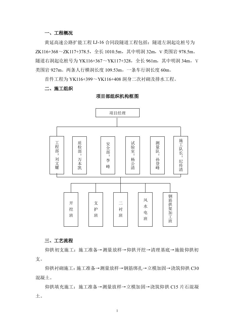 隧道衬砌、防排水首件施工总结报告方案