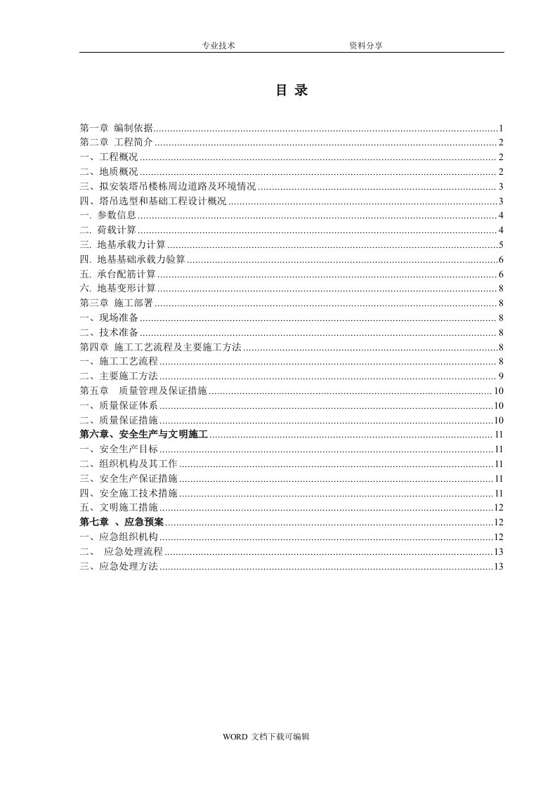 塔吊基础施工专项施工组织设计方案(天然地基独立基础QTZ63--TC5610)