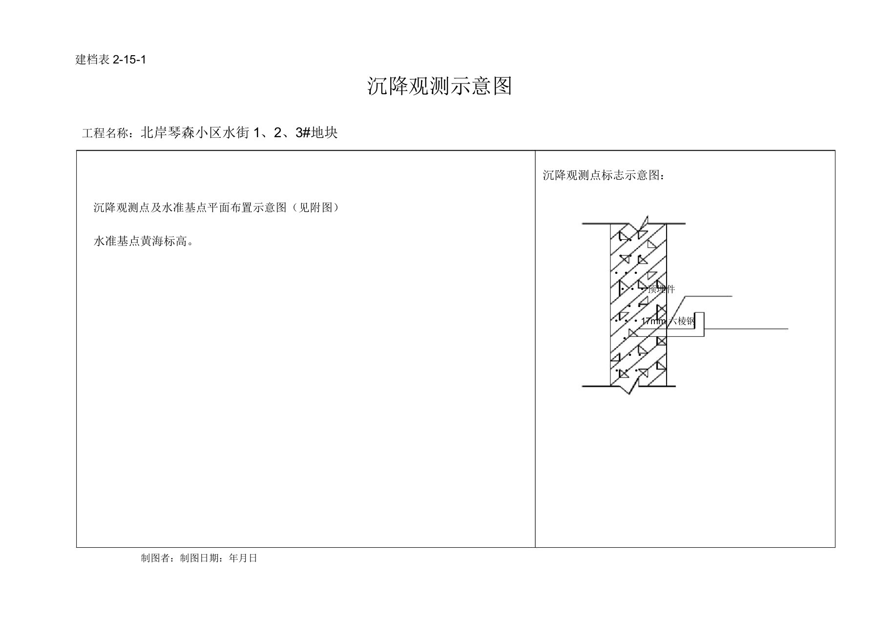 一份详细填写好的沉降观测记录表