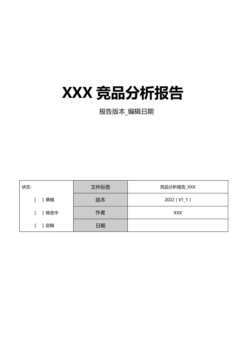 最新竞品分析报告模版