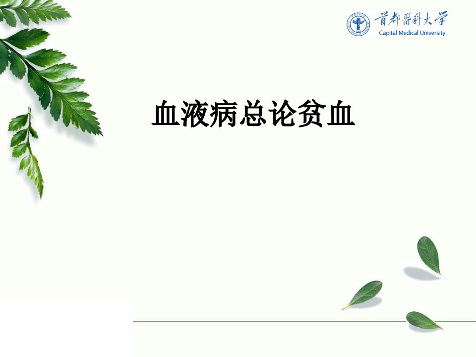 内科学教学课件：血液系统总论、贫血