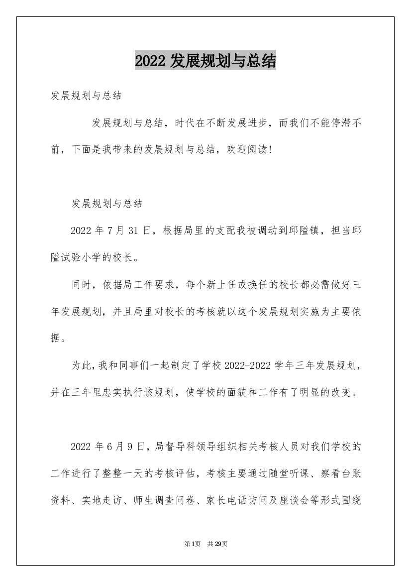 2022发展规划与总结