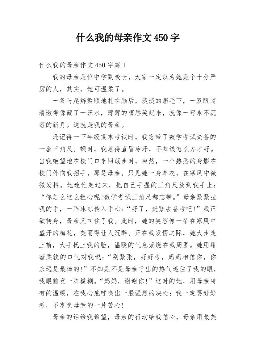 什么我的母亲作文450字