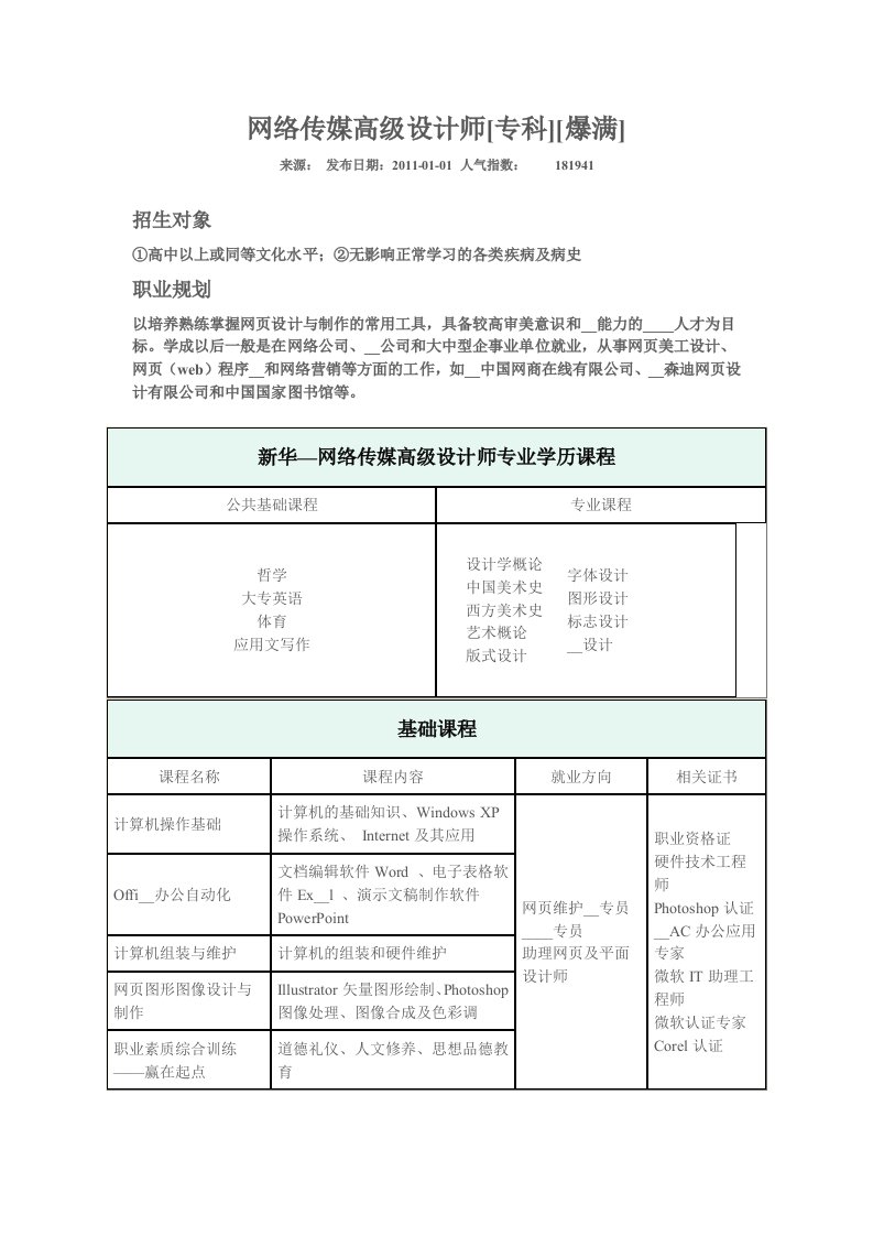 网络传媒高级设计师