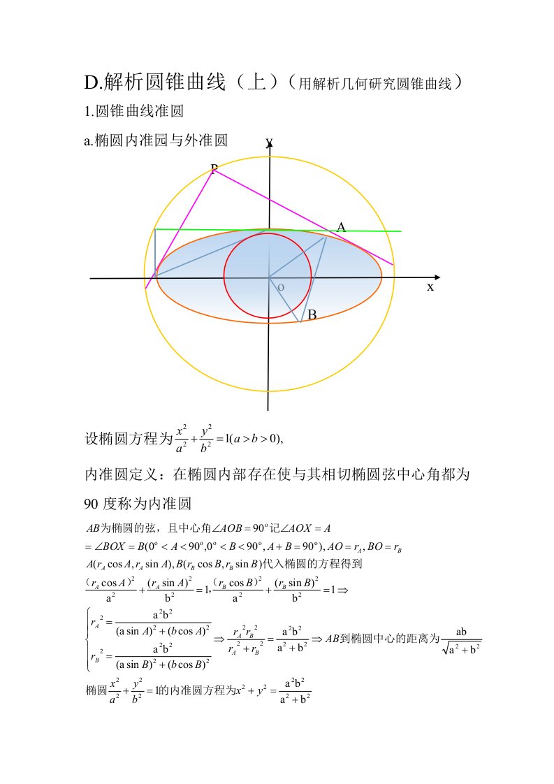 圆锥曲线重点笔记D