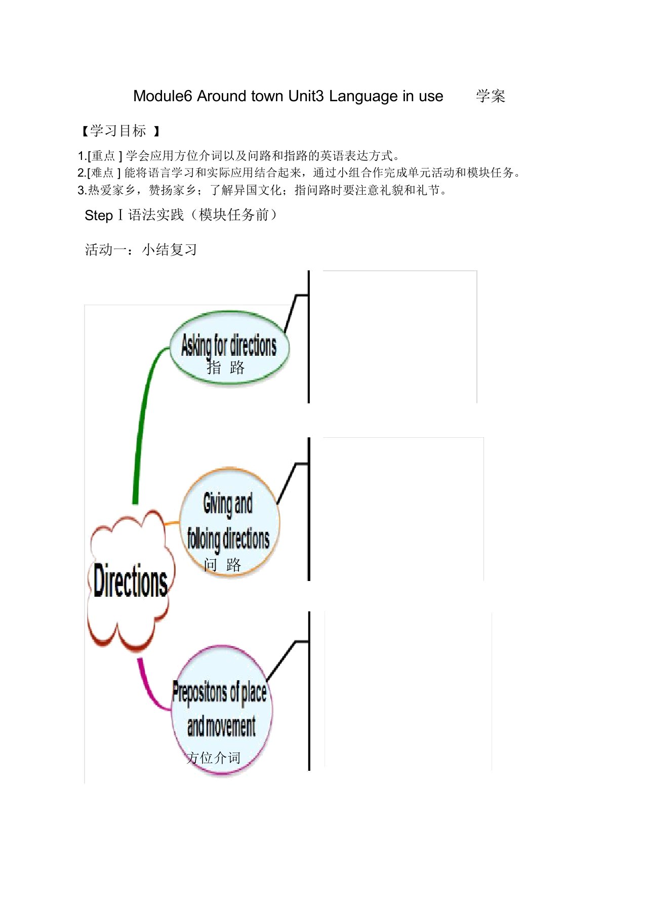 外研版英语七年级下册：Module6Unit3Languageinuse.学案设计(无