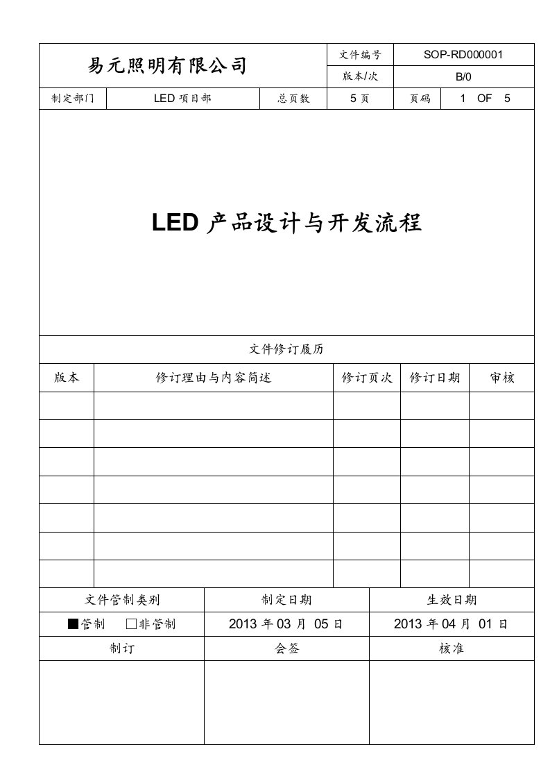 LED产品设计与开发流程