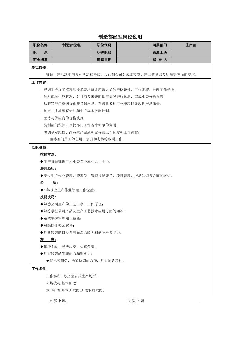 工程资料-制造部经理