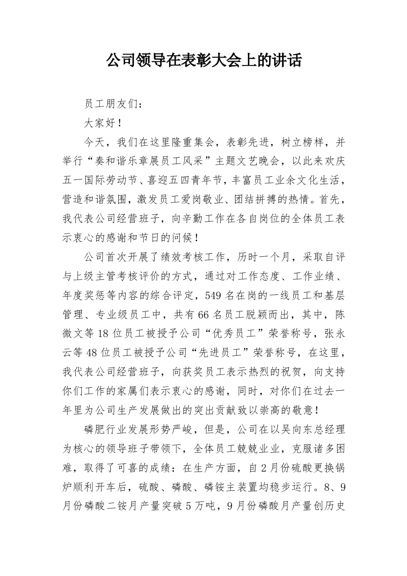 公司领导在表彰大会上的讲话_1