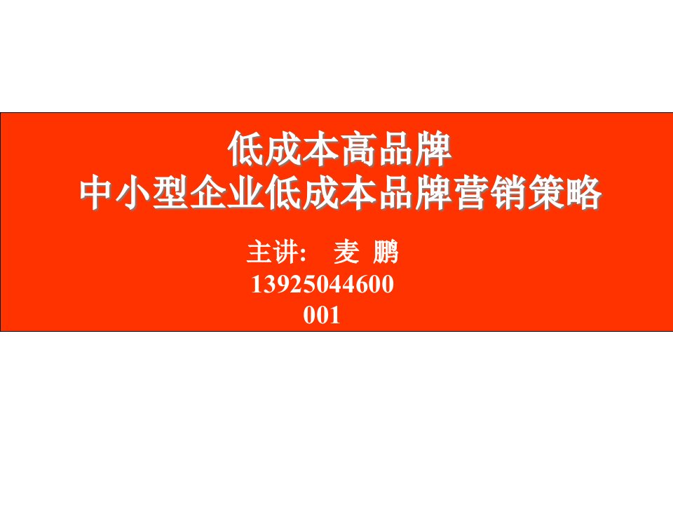 [精选]中小型企业低成本品牌营销策略